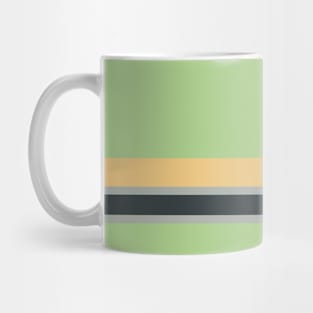 An elegant melt of Silver Foil, Charcoal, Slate Green, Laurel Green and Sand stripes. Mug